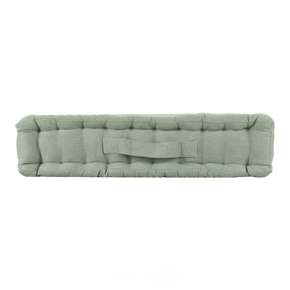 Acomoda Textil – Cojín de Suelo Acolchado con Asa de Transporte. Cojines para Palets, Banco, Silla y Suelo, Asiento Cómodo Decorativo para Interior y Exterior. (Verde, 50x50cm, 2 Unidades)