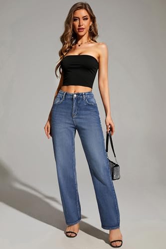 Image of 4-Pack Women's Strapless Tube Tops, Slim Fit Bandeau Crop Shirts | Soft Knit Backless Basic Shirt, Sleeveless Bodycon Fashion, Y2K Going Out Look, Summer Layering, Beach, Party & Daily Fit