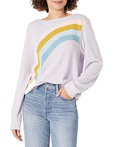 Wildfox Women's Baggy Beach Long Sleeve Pullover Sweatshirt, Muse Rainbow, X-Large