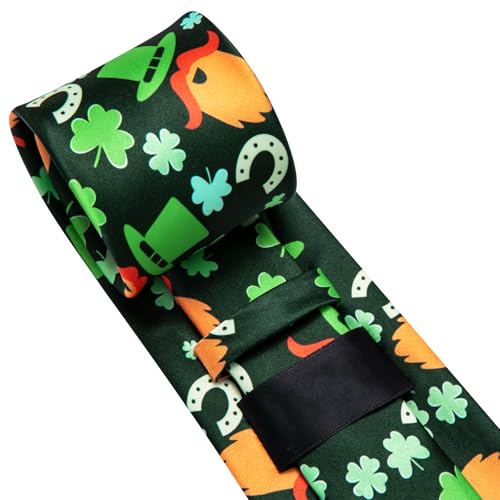 Image of Dubulle Mens Paisley Floral Silk Tie for Men Striped Necktie and Pocket Square Cufflinks Set Wedding Business