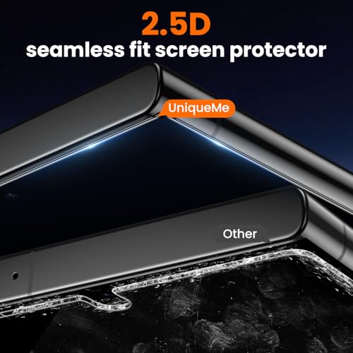 Image of UniqueMe for S24 Ultra Screen Protector - 2 PACK Tempered Glass for Samsung Galaxy S24 Ultra,[Fingerprint Unlocking] Easy Installation,Bubble-Free,9H Hardness,HD-Clear,3D Full-coverage