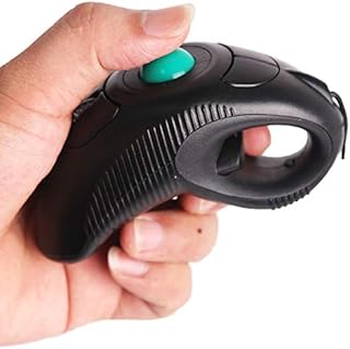 Handheld Trackball Mouse Wired Ergonomic Finger USB Mice for PC Laptop Mac Right Left Handed User (Black)