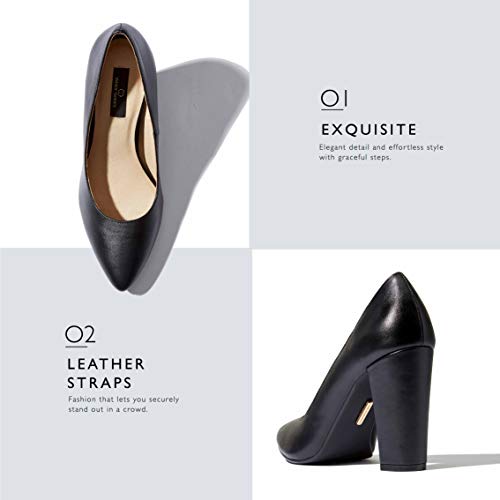 DailyShoes Women's Chunky Heel Round Toe Ankle Strap Pumps Shoes - Image 3