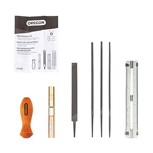 Oregon Chainsaw Field Sharpening Kit - Includes 5/32, 3/16, and 7/32 Inch Round Files, Flat File, Handle, Filing Guide, and Pouch