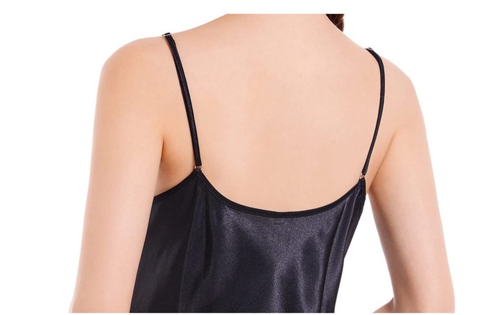 Dninmim Set di pigiama in raso da donna di 2 sexy camicia da notte in seta con sottoveste Loungewear, bianco, M