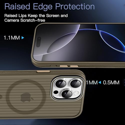 Image of KARWAN Polycarbonate Beam Magnetic Protective Cover Compatible with iPhone 16 Pro Max Camera & Body Protection|Anti Shock,Scratch Resistant|Precise Cutouts Modern Design|Wireless Charging (Brown)