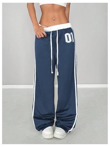 SOLY HUX Women's Drawstring Waist Sports Sweatpants Retro Wide Leg Baggy Pants Streetwear4