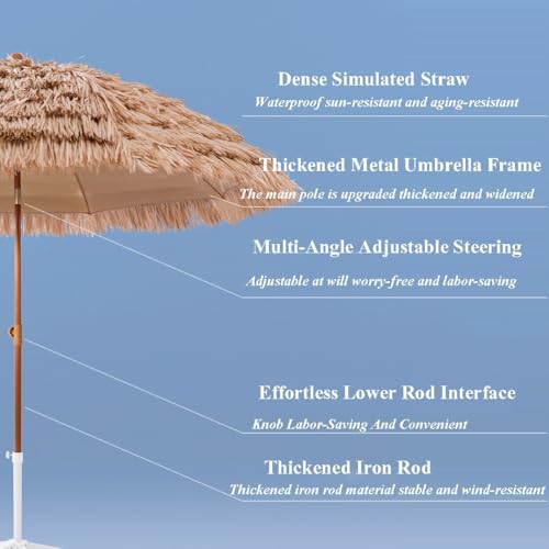 Parasol de plage tropical inclinable et léger avec housse de transport pratique - 3