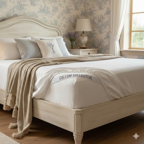 Callum Collective|Organic Tencel™Eucalyptus Sheets | 400 Thread Count |Hypoallergenic|Eco-Friendly| Extra deep pocket-18 Inches | 4 Piece Luxury Bed Sheets | King - Beach Sand
