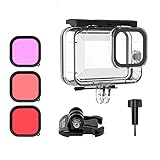 Telesin Waterproof Case with 3-Pack Dive Filter Suitable for GoPro Hero 13 Hero 12 Hero 1110 9 Black Supports 60M/196FT Underwater Scuba Snorkeling Deep Diving with Red Magenta Filter Go Pro