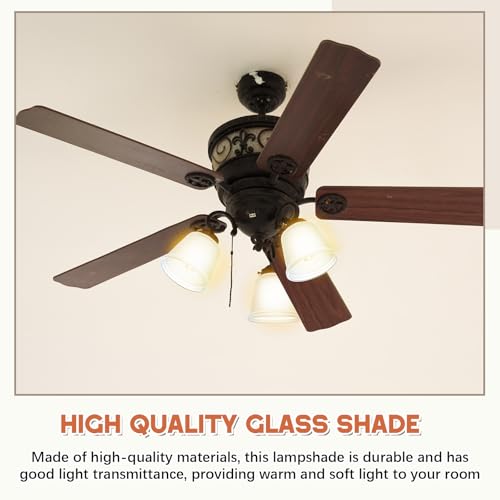 Image of Teenyyou 6 Pcs Frosted Glass Globes for Ceiling Fan Lights Covers Glass Lamp Shade Replacement for E26 Chandelier Table Wall Sconce, 2-1 /8 inch Fitter, 4-5 /8 inch Diameter x 4-1 /2 inch Height
