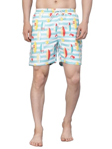 Men Multi Color Surf Boat Printed Polyester Swim Short-image-19