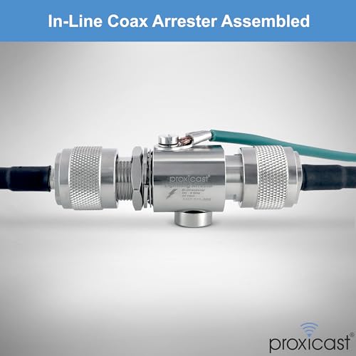 Proxicast Coaxial Lightning Arrester for 0 to 6 GHz (N-Female/N-Female) - Pro-Grade 230V Antenna Lightning Protector for 4G, LTE, 5G, Wi-Fi, 900MHz, Helium, LoRa & Other Outdoor Antennas (ANT-211-002)