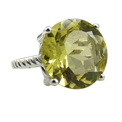 Bague de promesse argent et quartz citron rond Pierre véritable - 2