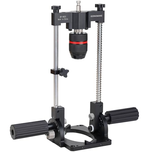 GOINGMAKE Portable Drill Guide with Positive Angle Stops from -60 to 60 Adjustable Portable Drill Press with 1/2 Chuck Precision Drilling Jig Attachment for Drilling Straight and Angle Holes