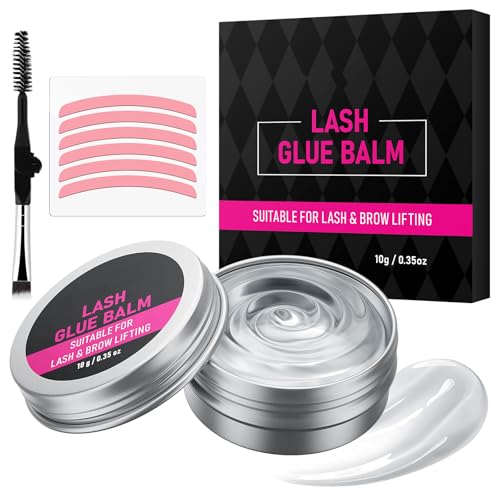 Lash Lift Glue Balm Kit Upgraded Wimpernlifting Kleber with Lash Lift Pads and Brush for Perfect Eyelash Perm & Brow Lamination Easy to Apply and Fast Drying & Strong Hold (clear)