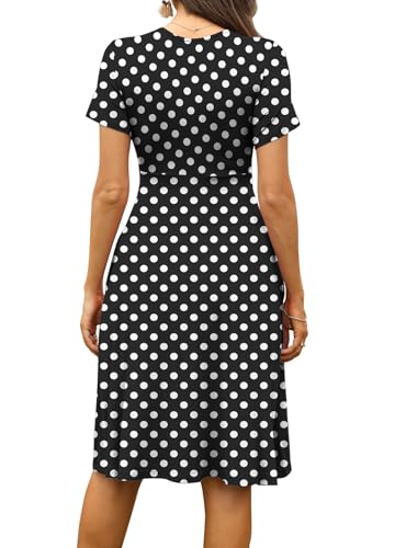 Image of WEACZZY Women's Summer Short Sleeve Casual Dresses V-Neck Floral Party Dress with Pockets