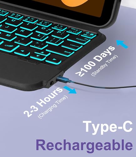 Image of SENGBIRCH Keyboard Case for iPad Mini A17 Pro 7th 2024 & 6th Gen 2021 8.3 Inch Raised Floating Stand Keypad with Multi-Trackpad, Colors Backlit, Pen Holder, Black
