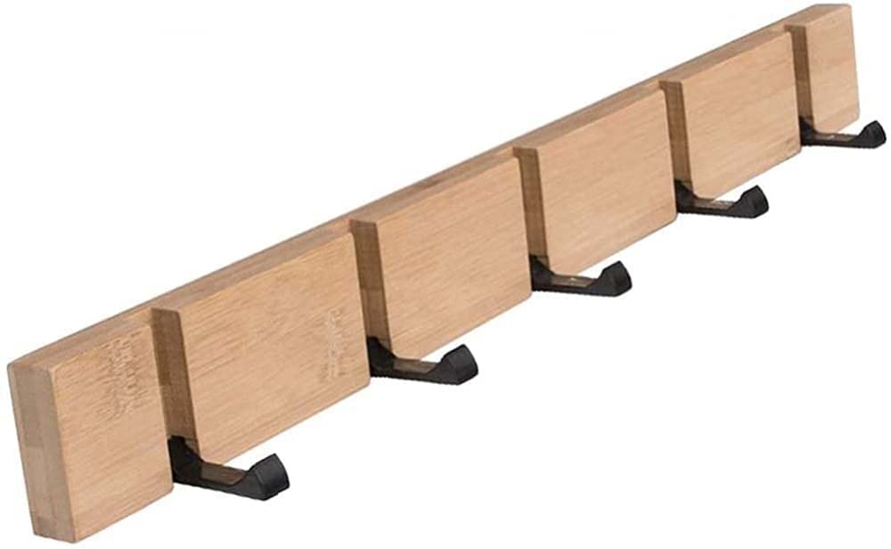 Cnfhfry Wood Coat Hooks， Solid Wall Coat Hook Over The Door Organzier Foldable Hanger Hat Rack For Hallway Bedroom-(,5 Hooks)