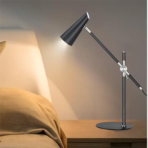 BESTIELAM LED Schreibtischlampe, Retro LED Leselampe Tischleuchte Verstellbare Cover