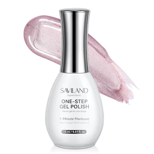 Image of SAVILAND Glazed Nails One-Step Gel Nail Polish: Cat Eye Nail Polish 0.5oz 15ml Purple One-Min Foundation Color Gel Builder & Top Polish Natural Nail Art Pen Reinforcement Long-Lasting Home Manciure