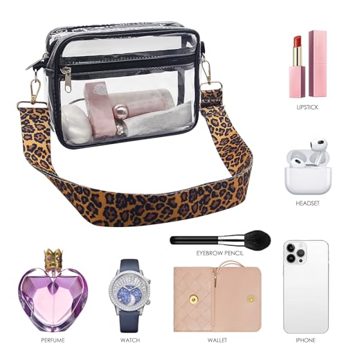 2 Pack Clear Crossbody Bag for Women，Small Clear Purse for women Stadium Cross Body3