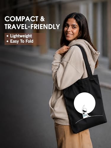 Image of DOODLE Premium Canvas Tote Bag for Women with Zip and Inner Pocket for Shopping, Office, Travel and Daily Use