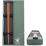 Kasyou Studio 華正工房 うるしけんこう箸 能登ヒバすりうるし 黒 ( 日本製 / 化粧箱入り / 加賀蒔絵 / 高級 ) 漆 と 純銀の上品な組み合わせのお箸 ( 伝統工芸品 / 加賀蒔絵 ) 木製 Black 黑