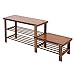 AYNEFY Banc à chaussures en bambou avec 3 étagères - Style rétro vintage - Pour couloir, salle de bain, salon - 107 x 27 x 45 cm - Marron