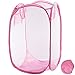 Qtopun Faltbarer Wäschekorb aus Netzstoff, tragbarer Wäschekorb für schmutzige Kleidung, faltbar, für Schlafzimmer, Kinderzimmer, Studentenwohnheim und Reisen (Pink) Faltbar im günstig Kaufen-Qtopun Faltbarer Wäschekorb aus Netzstoff, tragbarer Wäschekorb für schmutzige Kleidung, faltbar, für Schlafzimmer, Kinderzimmer, Studentenwohnheim und Reisen (Pink)