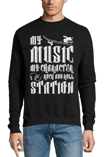 Pull en coton noir Rock And Roll confortable et résistant