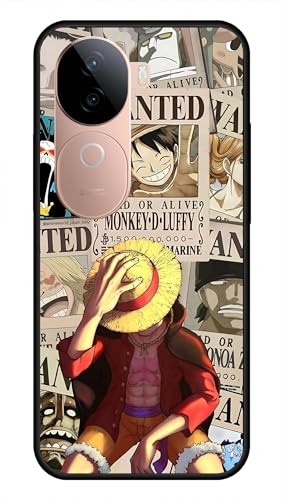 Image of NDCOM for Vivo V40e Back Cover | iQOO Z9s 5G Back Cover | Premium Vivo V40e Cover | Slim Design | Protective Case | Anime One Piece Wanted Luffy Printed Metal Case