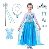 [AOTYP] プリンセスドレス 子供 コスプレ お姫様 ドレス 女の子 ワンピース 子供用 プリンセス 仮装 コスプレ ワンピース ガールズ 姫風 キッズコスチューム 子供 女の子 記念撮影用 変身 ステージ衣装 クリスマス プレゼント cosplay イベント 仮装 誕生日 ブルー130