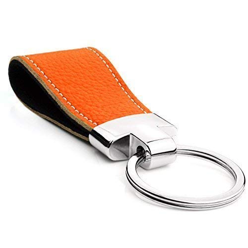 Portachiavi Neon Arancio Vera Pelle Chiave Due