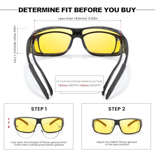 Trysee Night Vision Driving Fit Over Glasses for Men Women Polarized Anti Glare Yellow Lenses TS03123