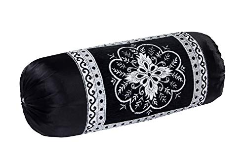 Image of 2 Piece Valvet Chenille Bolster Cover Set - 32x16 inches, Black
