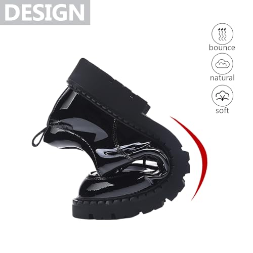 Mens Patent Leather Platform Penny Oxfords Comfort Slip On Round Toe Lug Thick Sole Oxfords for Dressy Business Work Office Daily4