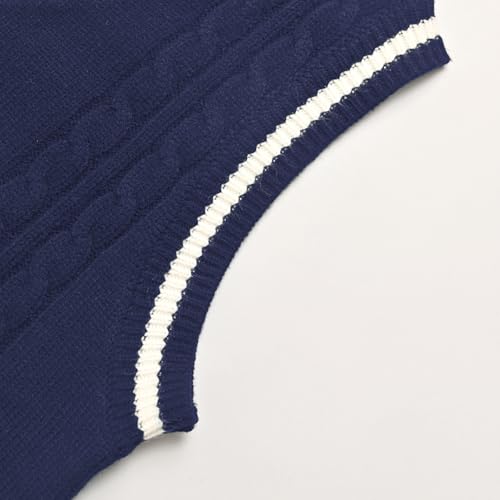 Image of Sweater Vest Women,Sleeveless V Neck Argyle Plaid Long Preppy Loose Knitted Casual School Sweaters Tank Top
