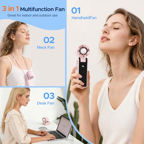 Ventilador portátil de mano JYPS recargable USB con pantalla LED 7
