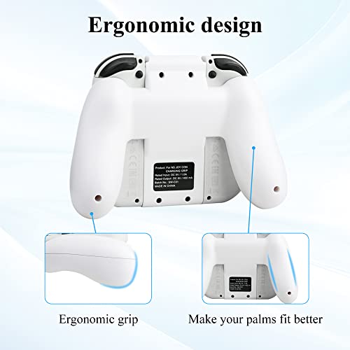 Gldram Joycon Charger Grip For Nintendo Switch & Switch Oled Accessories, Switch Joy Con Controller Charging Grip With Led Indicator, Charging Cable And 6 Thumb Grip Caps, Charger Dock Stand-White #TOP3
