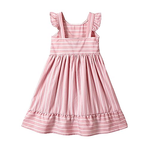 LittleSpring Girls Dresses Summer Casual Fashion Striped Spaghetti Strap Sun Dress for Kids2