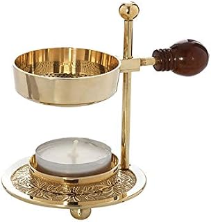 NKlaus Adjustable Incense Burner Incense Burner Brass with Wooden Handle gold Incense Burner small 1522