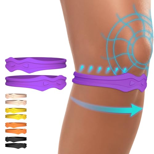 Image of Fit Geno Knee Strap Patella Support: Knee Band for Patellar Tendon Pain Relief - Knee Brace for Tendonitis Jumpers Running Sports Basketball Men Women 2 Packs (Purple)