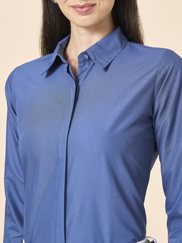 Image of Style Quotient Women Black Cotton Blend Formal Long Sleeve Shirt