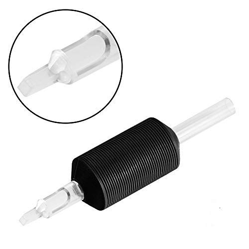 Tubos para tatuaje, goma Punta plana Ahat 7, empuñadura para agujas para tatuaje 6F, 7F, 7RF, 7M1, 7M2, 13M2, tubos desechables negros de 1 pulg.(7FT, 20pcs)
