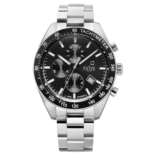 Image of Xylys Velocita Swiss Chronograph Stainless Steel Black Dial Watch for Men