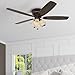 Honeywell Ceiling Fans Glen Alden, 52 Inch Classic Flush Mount Indoor LED Ceiling Fan with Light, Pull Chain, Quick-2-Hang Dual Finish Blades, Reversible Motor - 50183 (Oil Rubbed Bronze)