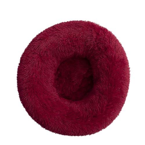 DOTBUY-SHOP Large Dog Bed Washable, Soft Comfy Cat Bed Felt Donut Dog Bed, Pet Bed With Slip-Resistant Bottom, Orthopedic Dog Beds Gift for Small Dogs and Cats (40cm,Burgundy)