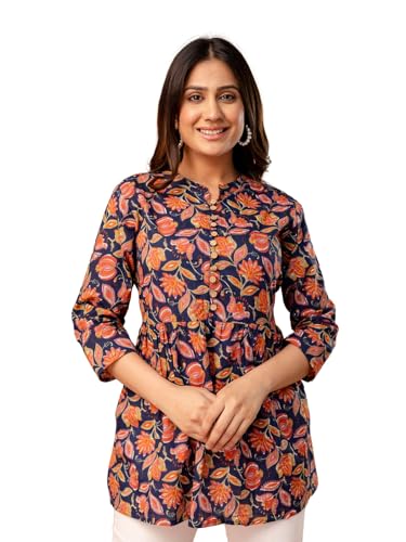 Image of feranoid Top - Mandarin Collar, 3 /4 Sleeves, Flattering Fit,Sizes (S-XXL)