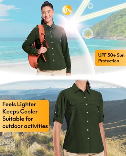 Haimont Women's Travel Hiking Fishing Button Down Shirt, UPF 50+ UV Long Sleeve Sun Shirts for Outdoor Camping Sailing4